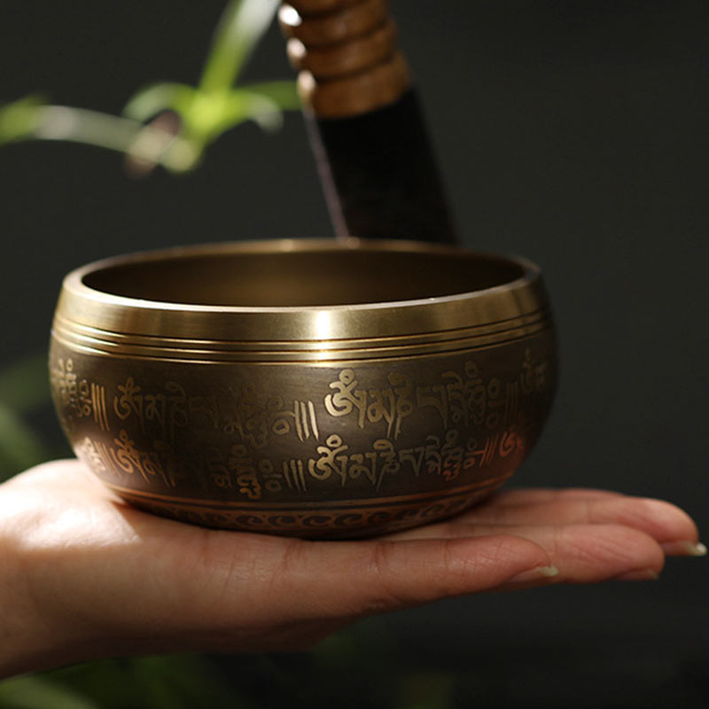Buddha Stones Tibetan Meditation Sound Bowl Handcrafted for Healing and Mindfulness Singing Bowl Set - image 3