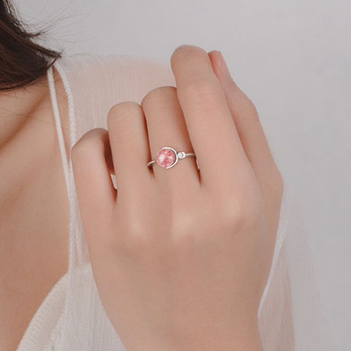 Buddha Stones Pink Crystal Soothing Rotation Ring - image 4