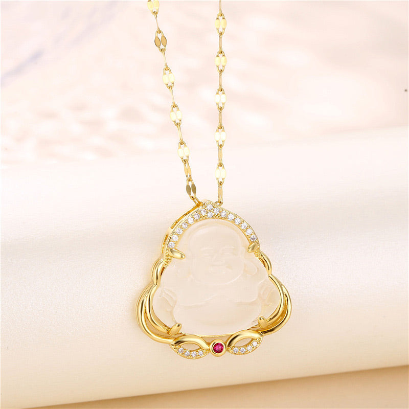 Buddha Stones Natural Laughing Buddha Peace Necklace - image 6
