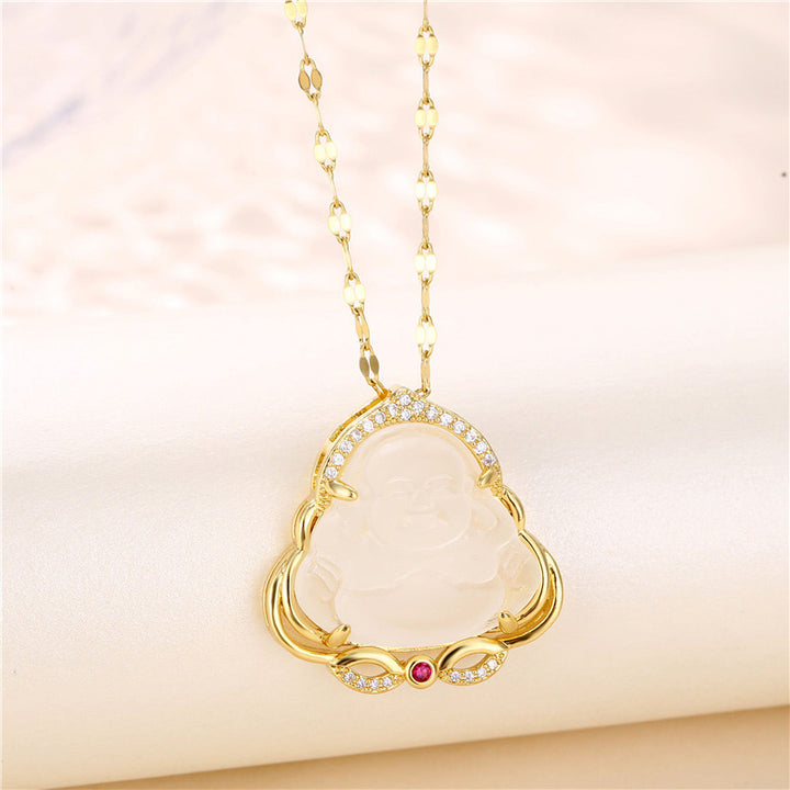 Buddha Stones Natural Laughing Buddha Peace Necklace - image 6