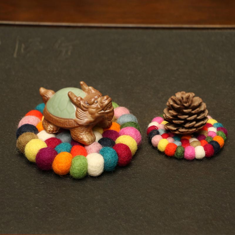 Buddha Stones Tibetan Singing Bowl Handcraft Felted Wool Cushion Decoration - image 2