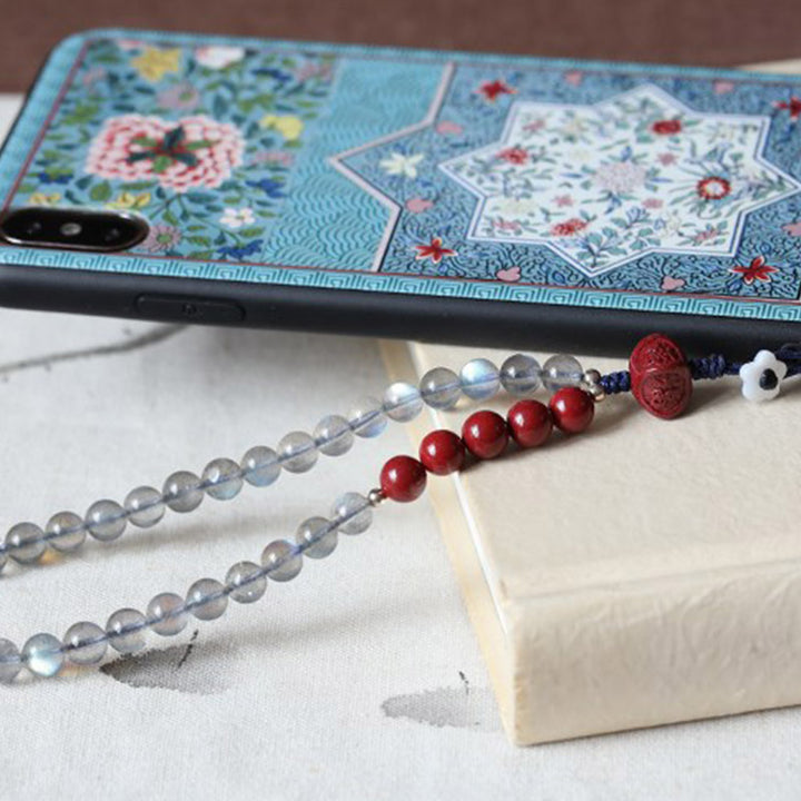 Natural Moonstone Cinnabar Calm Positive Phone Decoration - image 5