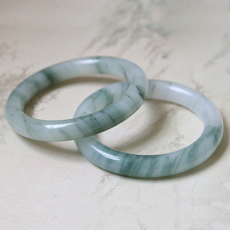 Buddha Stones Natural Jade Luck Prosperity Bangle Bracelet - image 2