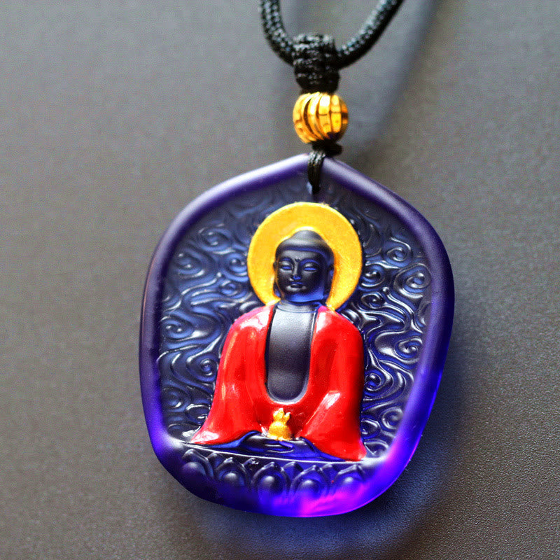 Buddha Stones Tibet Medicine Buddha Liuli Crystal Compassion Necklace Pendant - Medicine Buddha - image 8