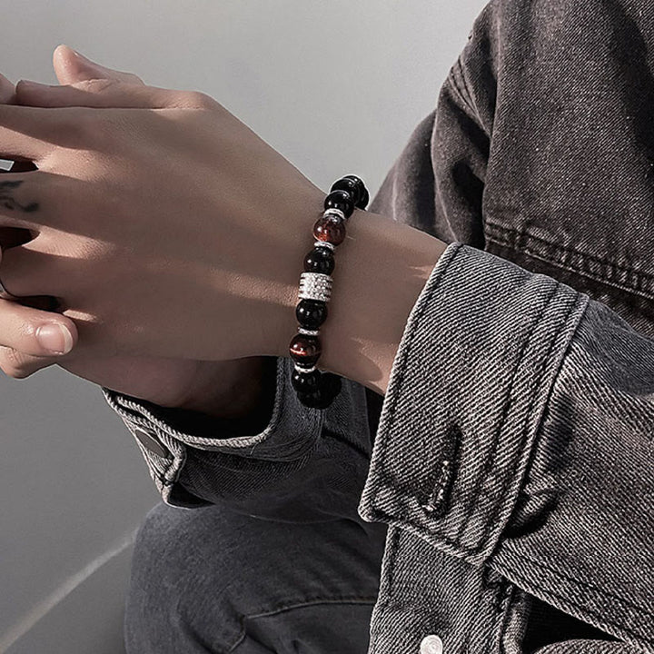 Buddha Stones Natural Black Obsidian Tiger Eye Strength Fulfillment Bracelet - image 14