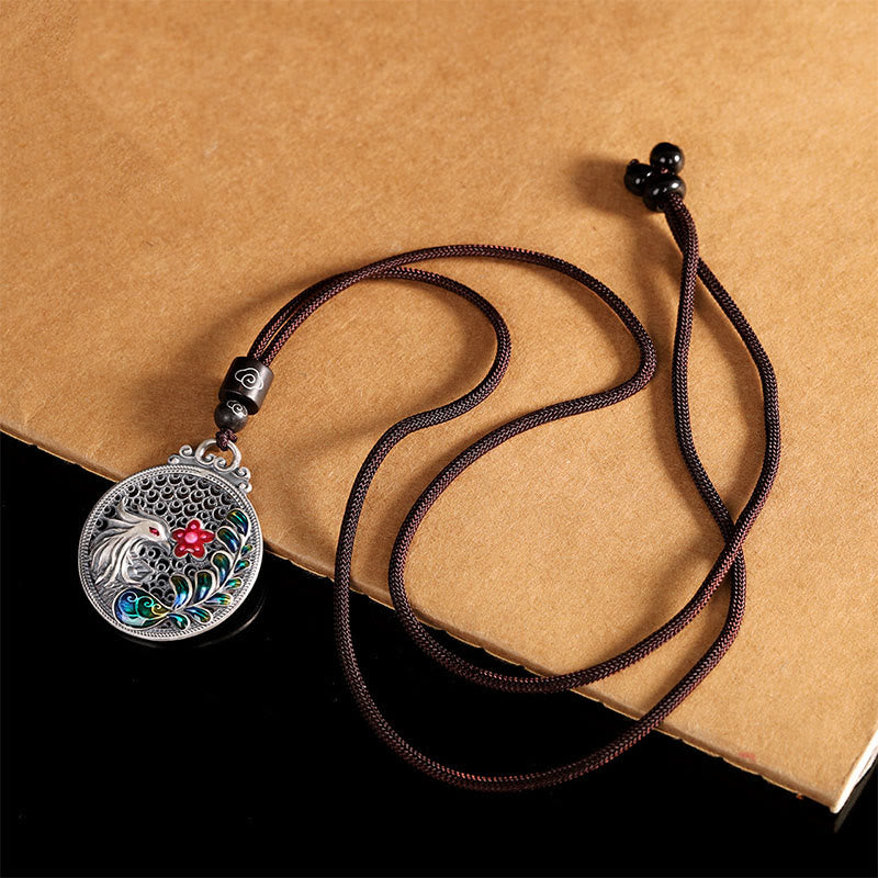Buddha Stones 990 Sterling Silver Phoenix Luck Protection Necklace Pendant - image 2
