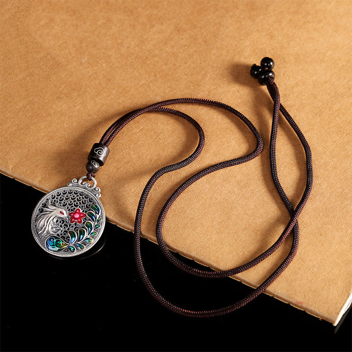 Buddha Stones 990 Sterling Silver Phoenix Luck Protection Necklace Pendant - image 2