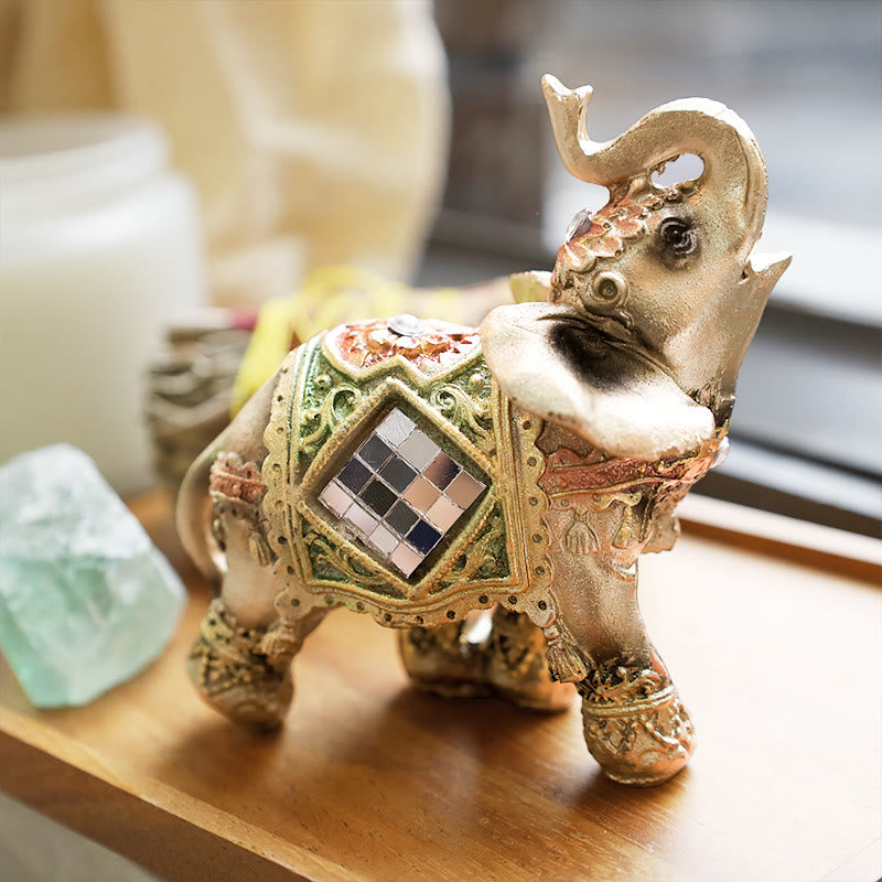 Buddha Stones Lucky Feng Shui Green Elephant Statue Sculpture Wealth Figurine Gift Home Decoration - image 1