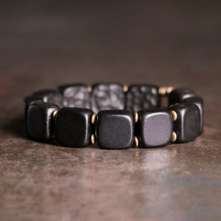 Buddha Stones Retro Ebony Wood Texture Style Copper Peace Balance Bracelet - image 2