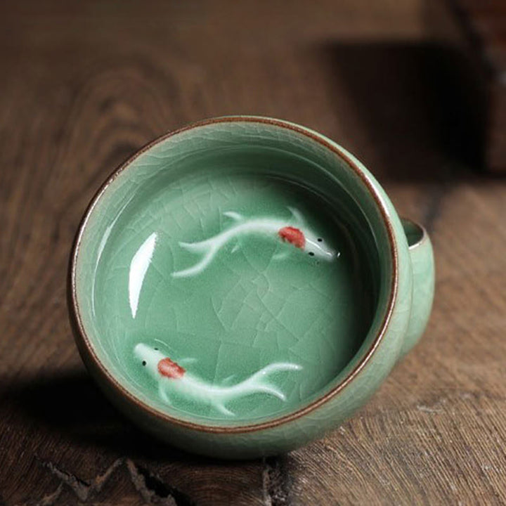 Buddha Stones Colorful Koi Fish Ceramic Teacup Kung Fu Tea Cup Bowl - image 24