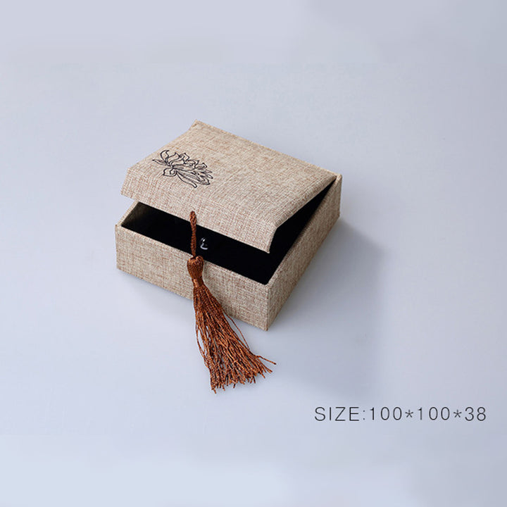 Buddha Stones Lotus Pattern Jewelry Storage Box Gift Box Tassels - image 9