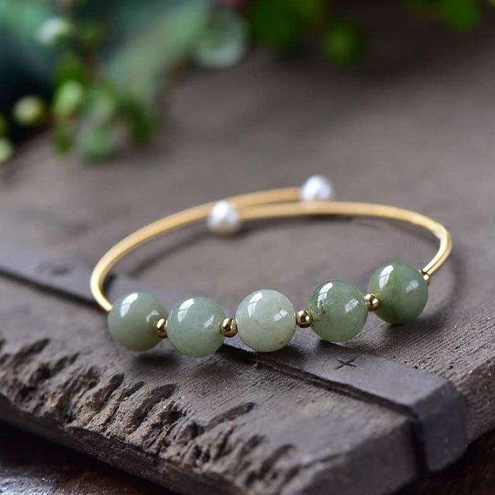 Buddha Stones Jade Abundance Luck Blessing Bracelet Bangle - Jade - image 1
