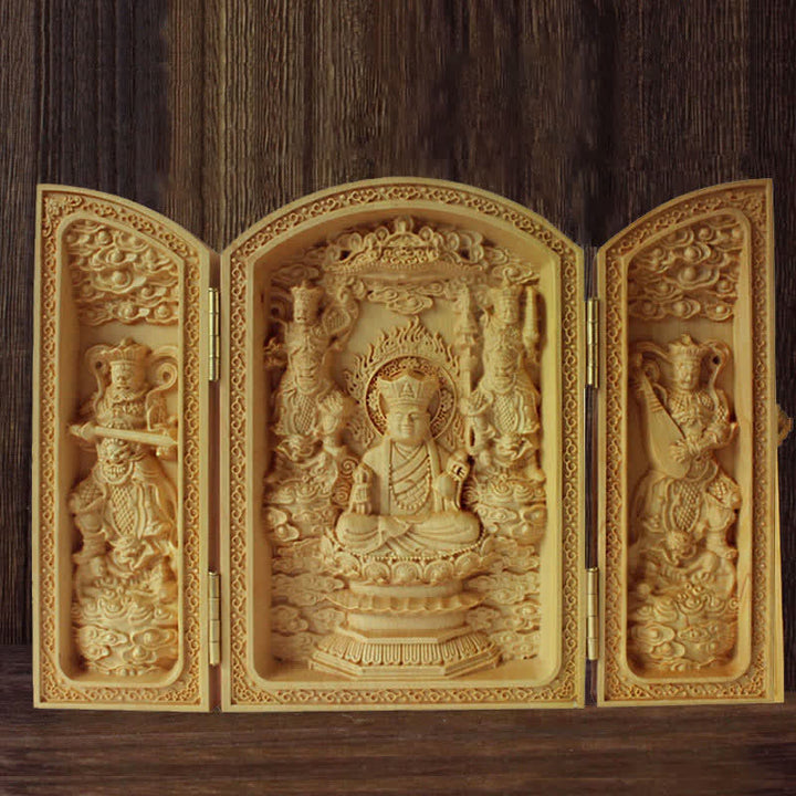 Thousand-armed Avalokitesvara Kwan Yin Buddha Boxwood Wealth Home Decoration Altar