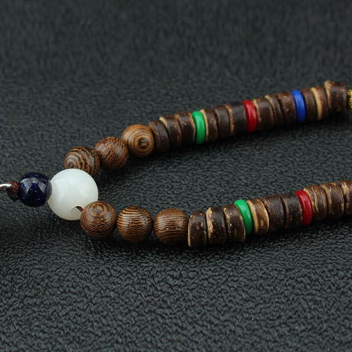 Buddha Stones Tibetan Om Mani Padme Hum Prayer Wheel Rotation Vajra Wood Necklace Pendant - image 11
