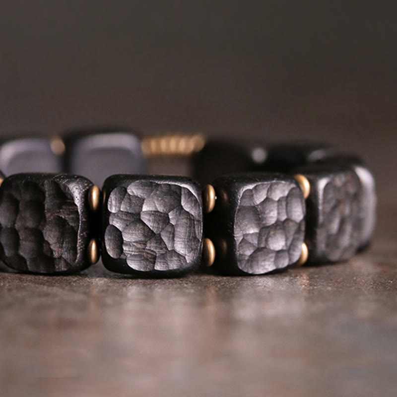 Buddha Stones Retro Ebony Wood Texture Style Copper Peace Balance Bracelet - image 3