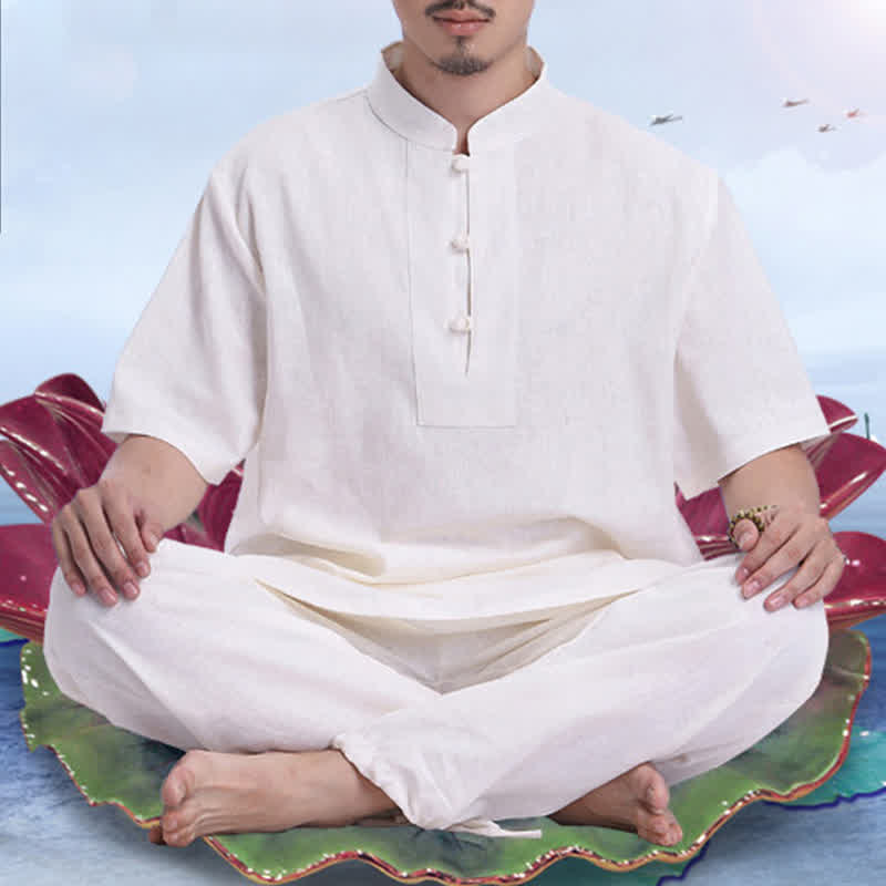 Spiritual Zen Meditation Prayer Practice Cotton Linen Clothing Men's Set - image 1
