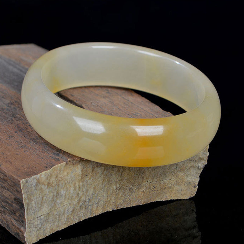 Natural Golden Silk Jade Luck Wealth Bracelet Bangle - image 6