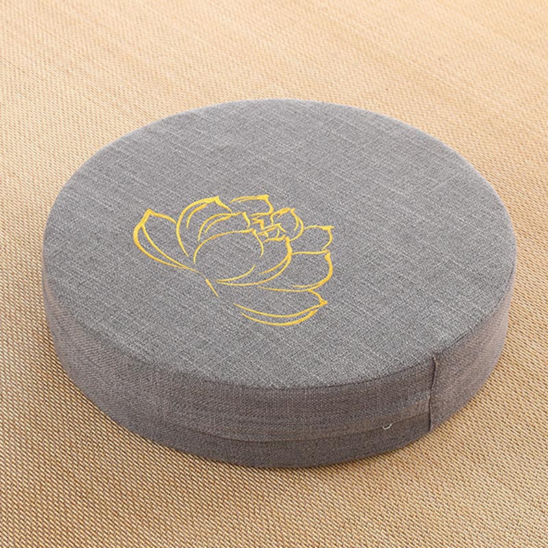 Lotus Embroidery Cotton Linen Meditation Seat Cushion - image 6