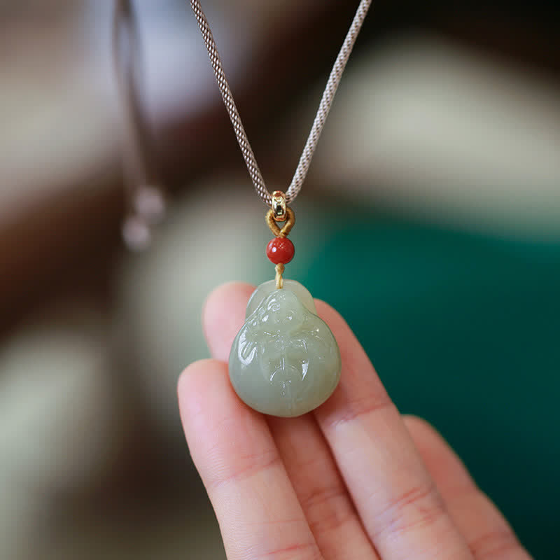 Laughing Buddha Hetian Jade Wealth Prosperity String Necklace Pendant - Hetian Jade (Prosperity ♥ Abundance) - image 1