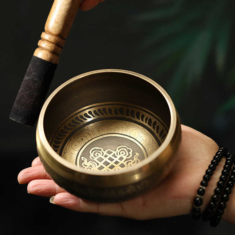 Buddha Stones Tibetan Meditation Sound Bowl Handcrafted for Healing and Mindfulness Singing Bowl Set - image 2