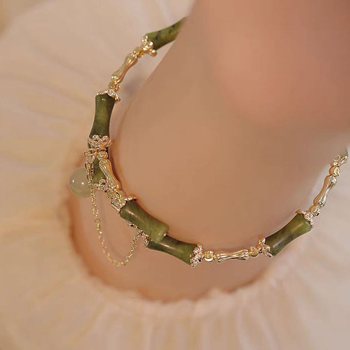 Buddha Stones Bamboo Jade Pattern Luck Bracelet Bangle - image 4