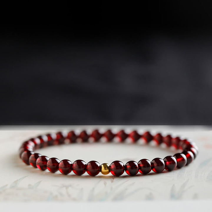 Buddha Stones 999 Gold Koi Fish Natural Garnet Protection Bracelet - 5mm-Garnet&Gold Bead - 17cm - image 11