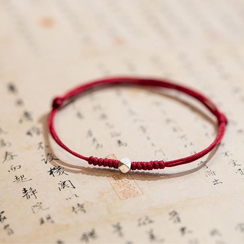 Buddha Stones 925 Sterling Silver Luck Bead Protection Red String Thin Cord Braided Bracelet - image 8