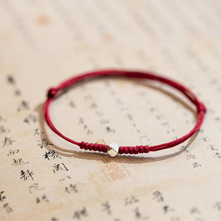 Buddha Stones 925 Sterling Silver Luck Bead Protection Red String Thin Cord Braided Bracelet - image 8