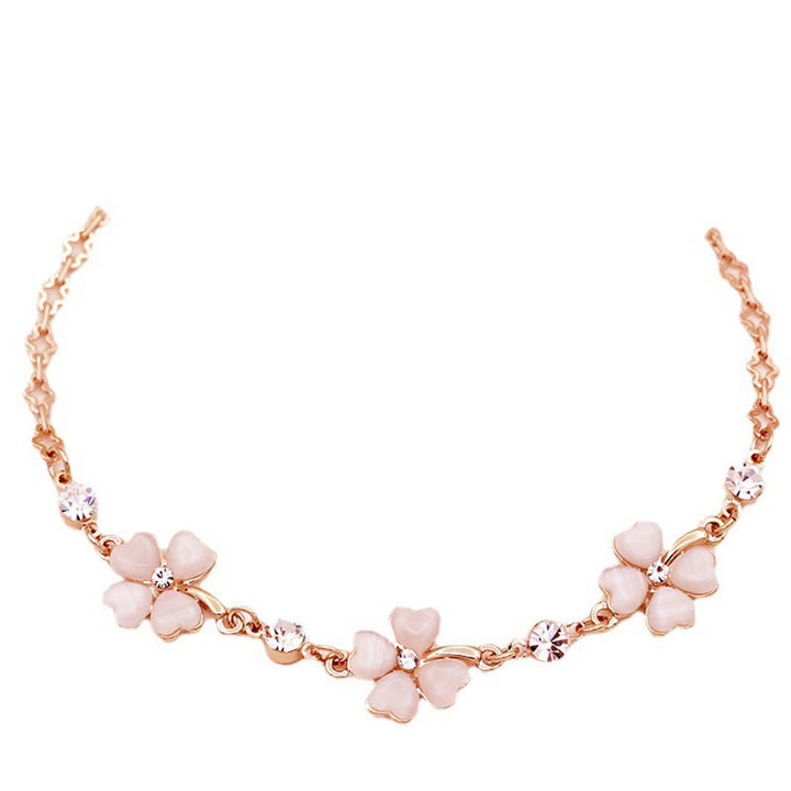 Buddha Stones Pink Crystal Four Leaf Clover Love Chain Bracelet - image 5