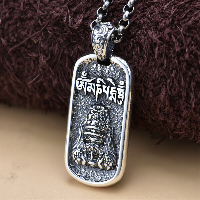 Buddha Stones 925 Sterling Silver Zakiram Goddess of Wealth Om Mani Padme Hum Peace Necklace Pendant - image 0