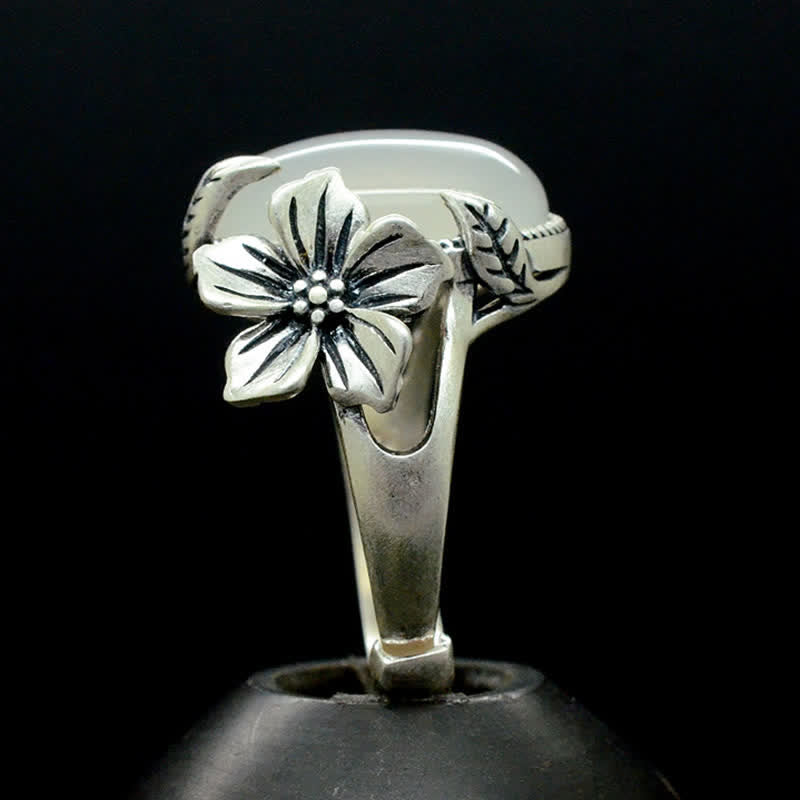 990 Sterling Silver Natural Chalcedony Plum Positive Harmony Ring - image 12