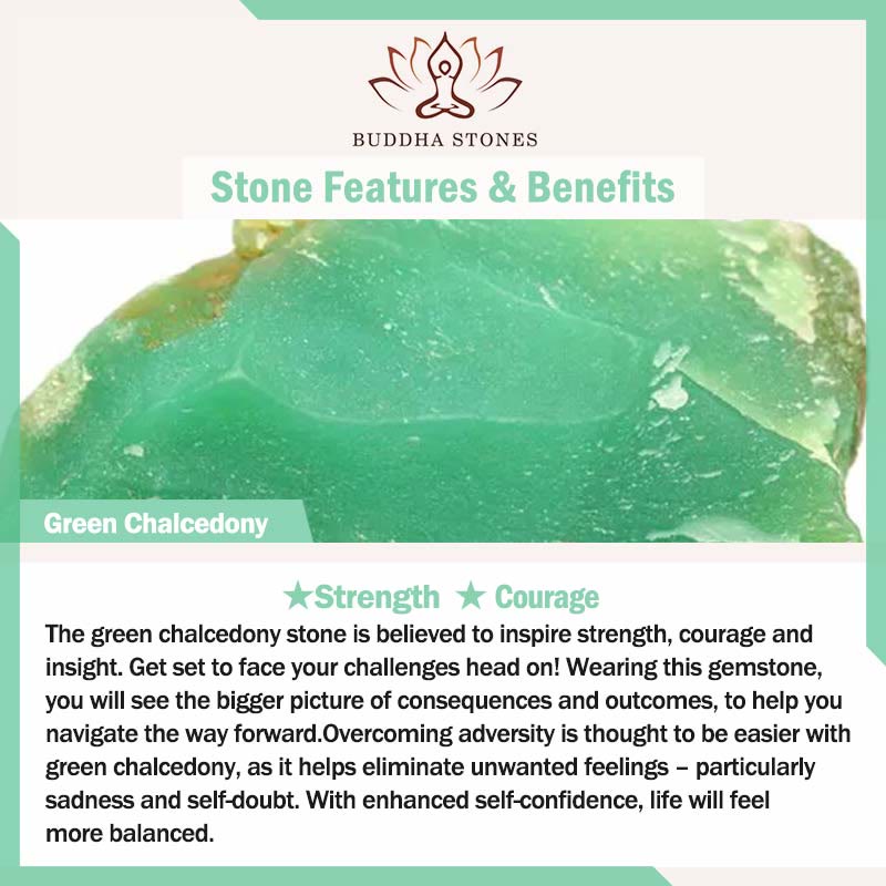 Buddha Stones Green Chalcedony Peace Buckle Pattern Strength Ring - image 5