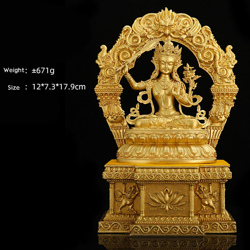 Shakyamuni Amitabha Medicine Buddha Figurine Serenity Copper Statue Home Decoration - 10 cm Manjushri Bodhisattva&Base - image 11