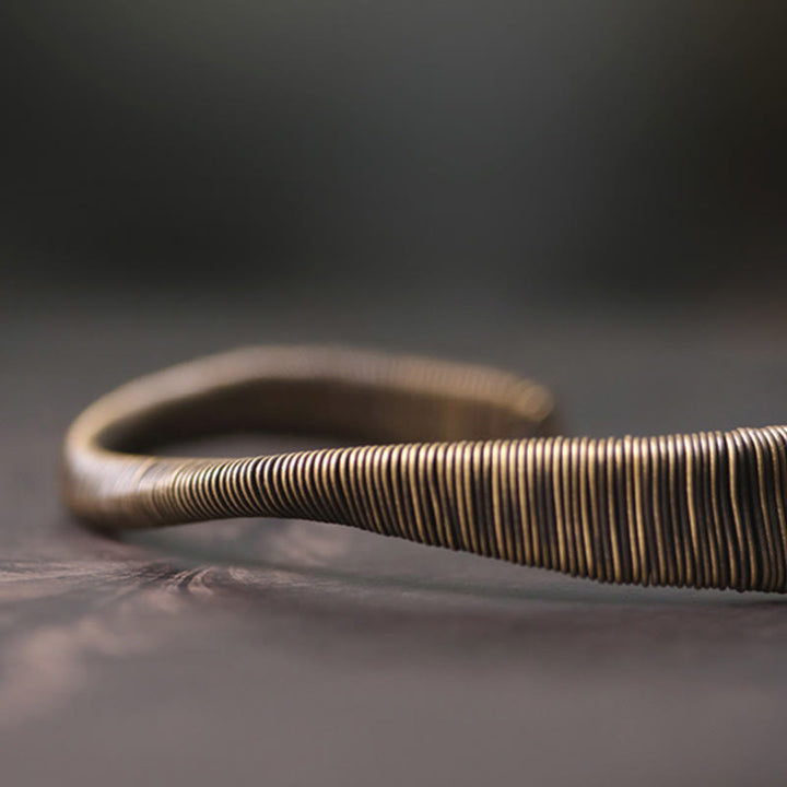 Buddha Stones Simple Design Wrapped Copper Luck Wealth Adjustable Cuff Bracelet - image 5
