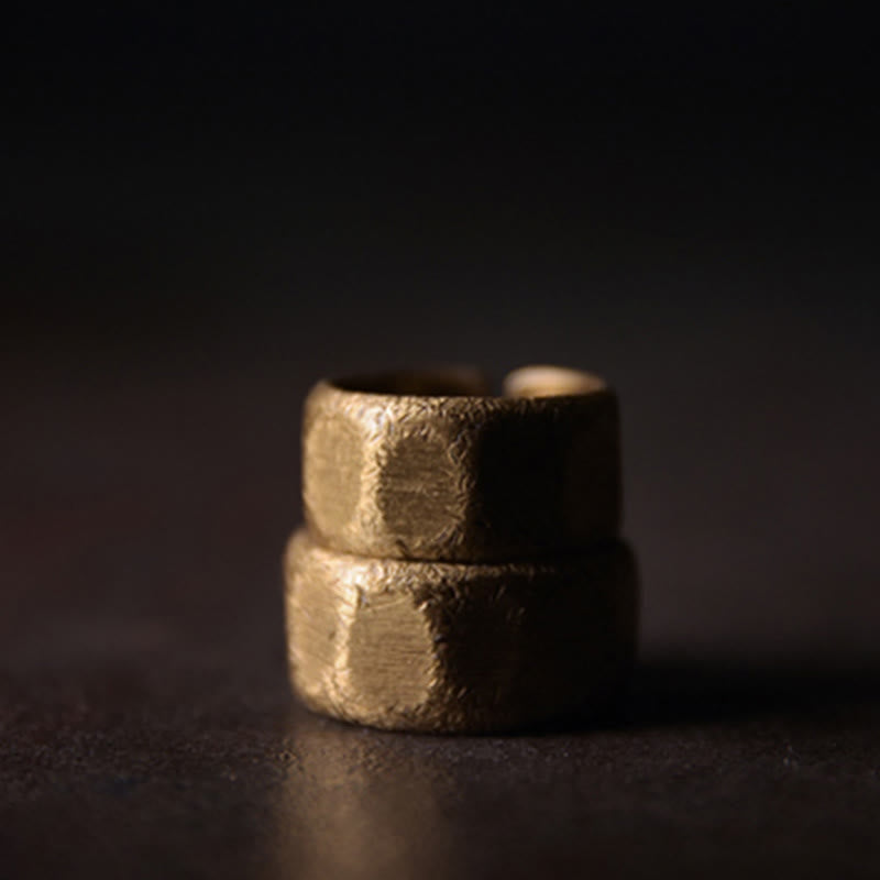 Tibetan Simple Design Copper Brass Frosted Wealth Ring - image 18
