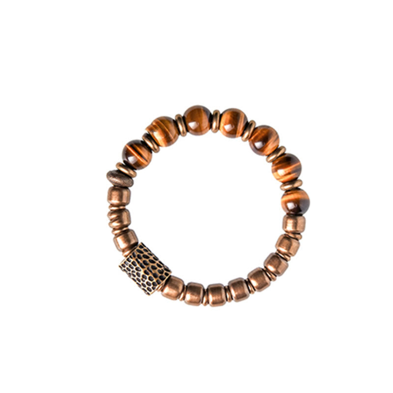 Buddha Stones Tiger Eye Stone Copper Protection Bracelet