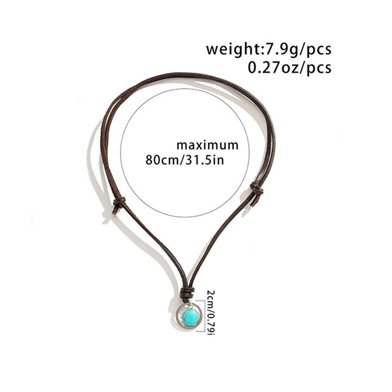Buddha Stones Round Turquoise Stone Protection Strength Necklace Pendant - image 11