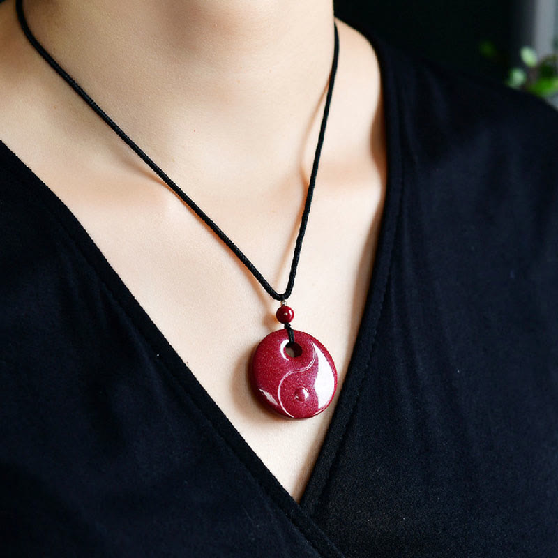 Buddha Stones Laughing Buddha Yin Yang Chinese Zodiac Gourd Natural Cinnabar Blessing Necklace Pendant - image 12