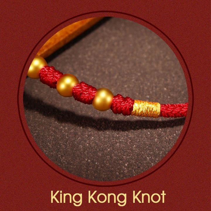 Buddha Stones 999 Gold Beads Luck King Kong Knot Handmade Braided Protection Bracelet