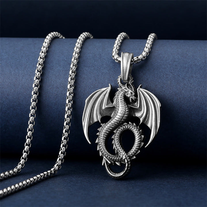 Buddha Stones Pure Tin Dragon Luck Success Necklace Pendant - image 3
