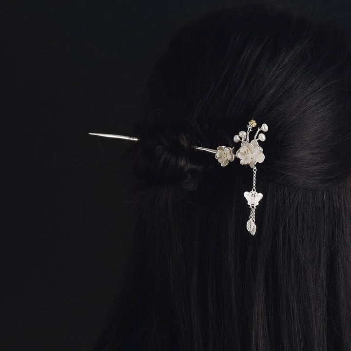 Buddha Stones Plum Blossom Butterfly Love Tassel Hairpin - image 2