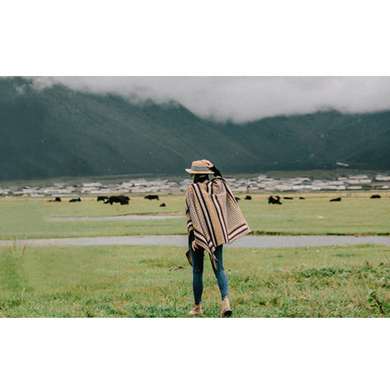 Tibetan Shawl Classic Pattern Winter Cozy Warm Travel Scarf Wrap - image 19