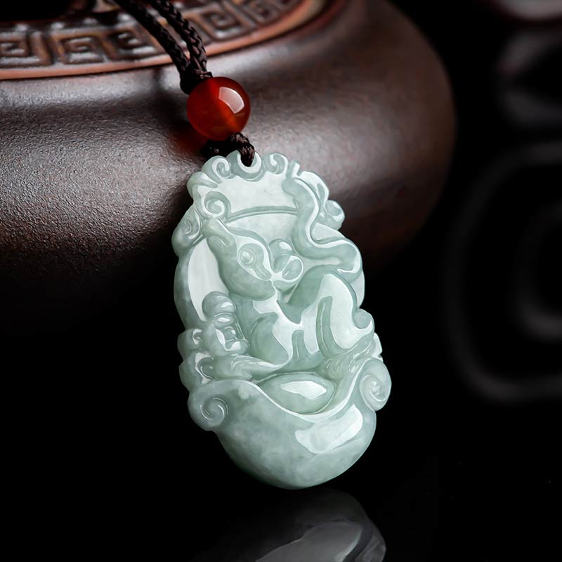 Natural Jade 12 Chinese Zodiac Sucess Pendant Necklace - image 2