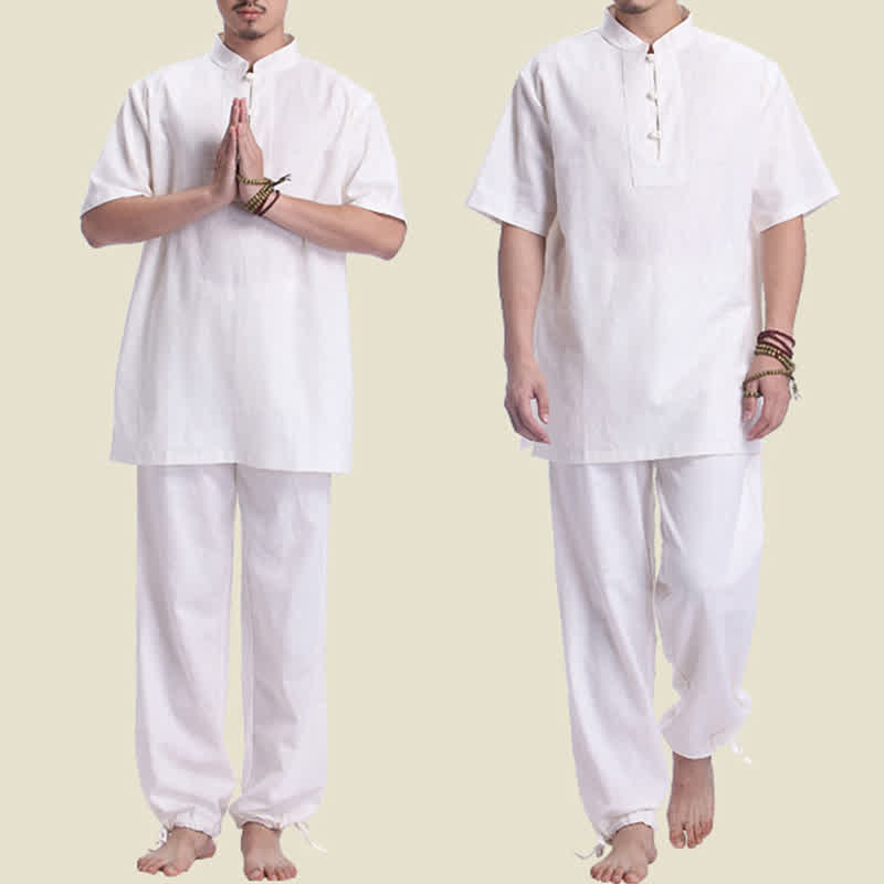 Spiritual Zen Meditation Prayer Practice Cotton Linen Clothing Men's Set