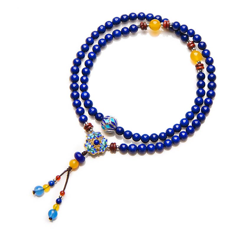 Buddha Stones Lazurite Lapis Lazuli Yellow Agate Positive Bracelet - image 7