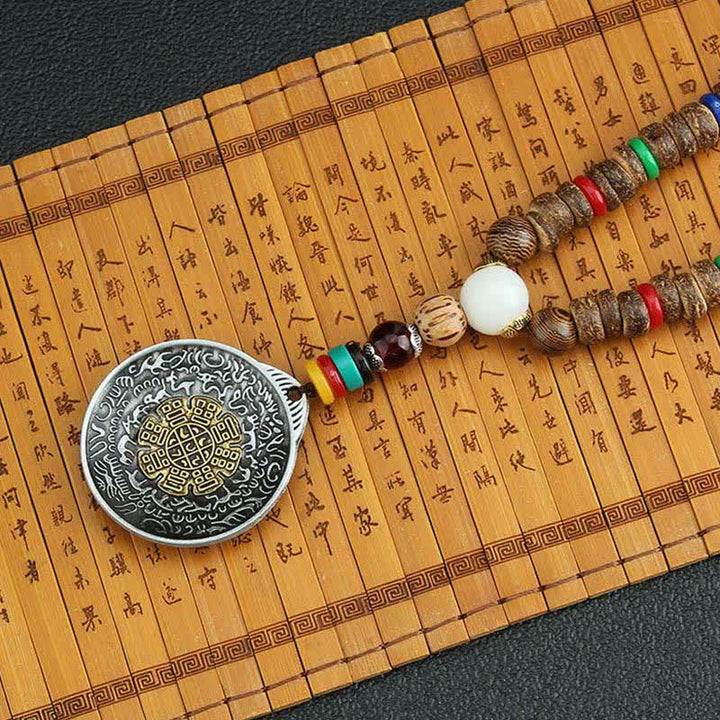 Buddha Stones Tibetan Om Mani Padme Hum Prayer Wheel Rotation Vajra Wood Necklace Pendant - image 25