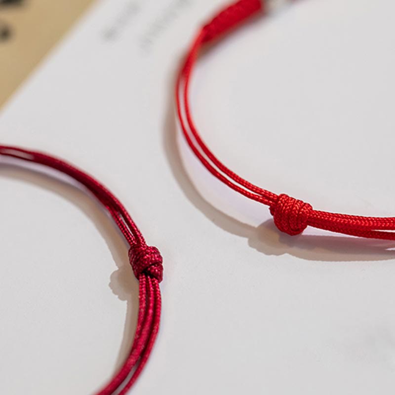 Buddha Stones 925 Sterling Silver Luck Bead Protection Red String Thin Cord Braided Bracelet - image 5