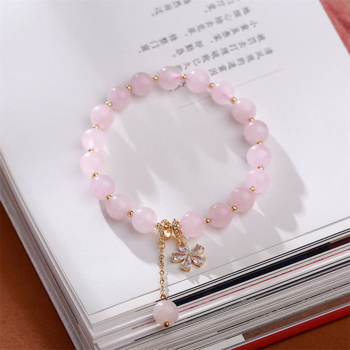 Natural Pink Crystal Plum Blossom Love Bracelet - image 4