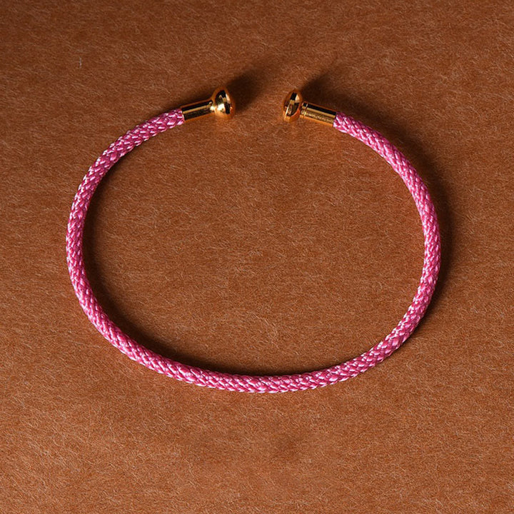 Buddha Stones Simple Design Handmade Luck Braid String Cuff Bracelet - DeepPink - image 24