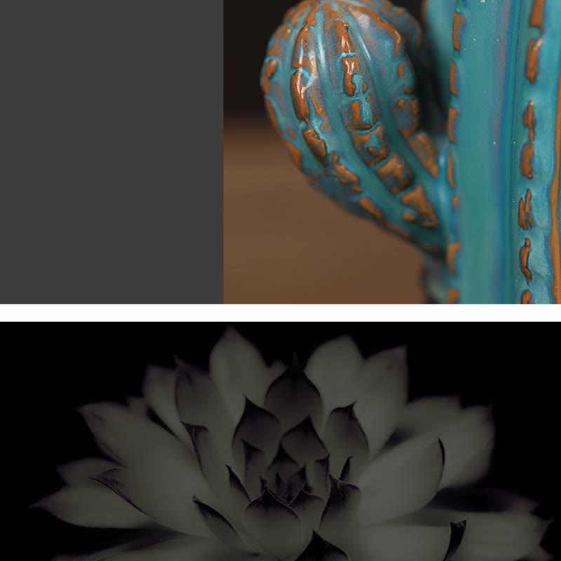 Cactus Ceramic Healing Backflow Smoke Fountain Incense Burner - image 5